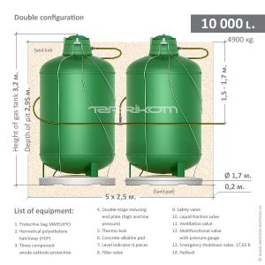 Vertical underground gas tank (double cistern)